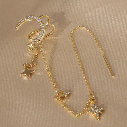 1 Piece Simple Style Star Moon Plating Copper Ear Cuffs