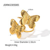 Elegant Retro Butterfly Stainless Steel Plating 18k Gold Plated Open Rings