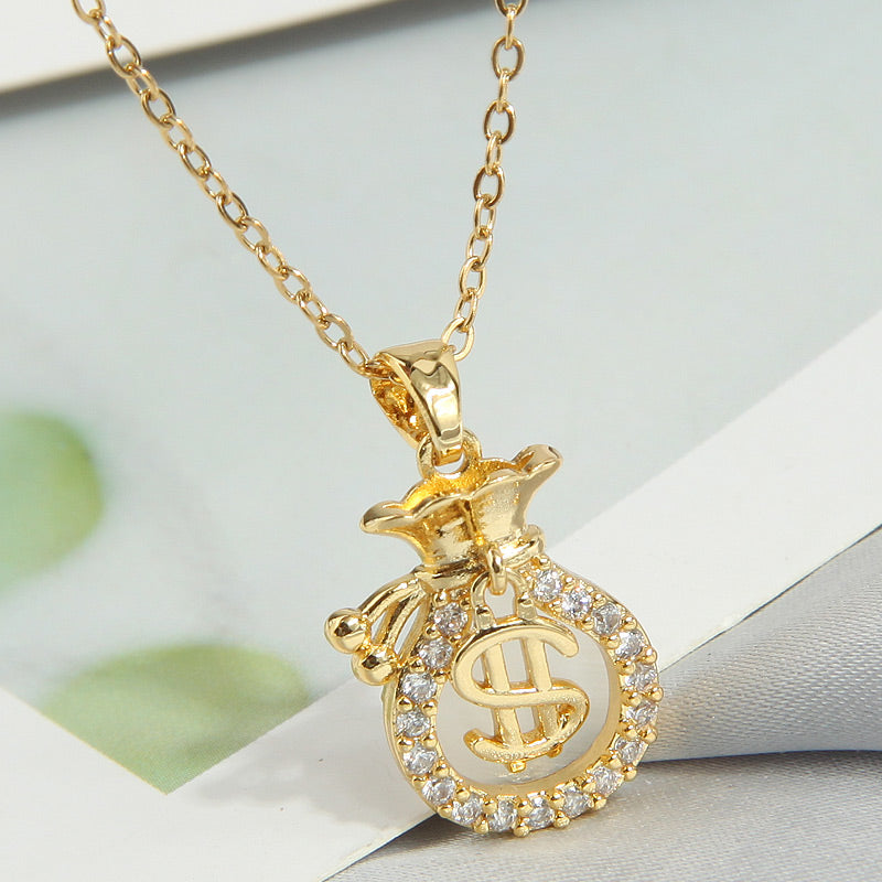 Sweet Simple Style Heart Shape Butterfly Fish Tail Copper Plating Inlay Zircon Pendant Necklace