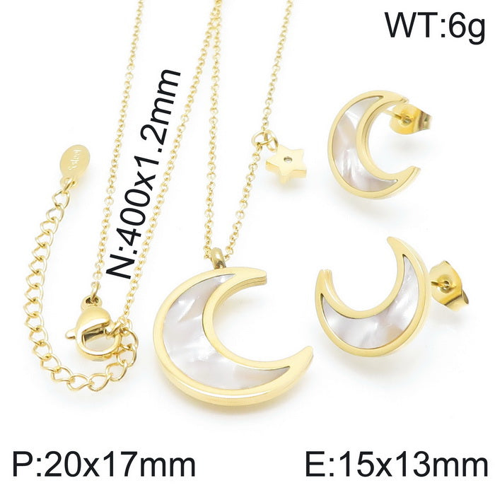 Simple Style Classic Style Star Moon Stainless Steel Titanium Steel Earrings Necklace