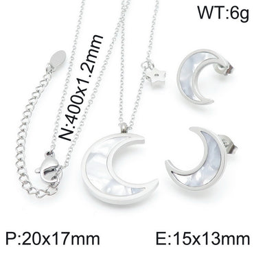 Simple Style Classic Style Star Moon Stainless Steel Titanium Steel Earrings Necklace