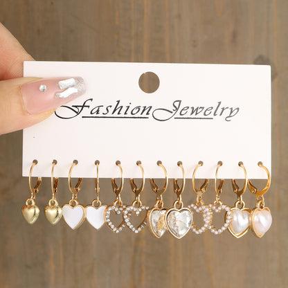 1 Set Sweet Heart Shape Alloy Drop Earrings