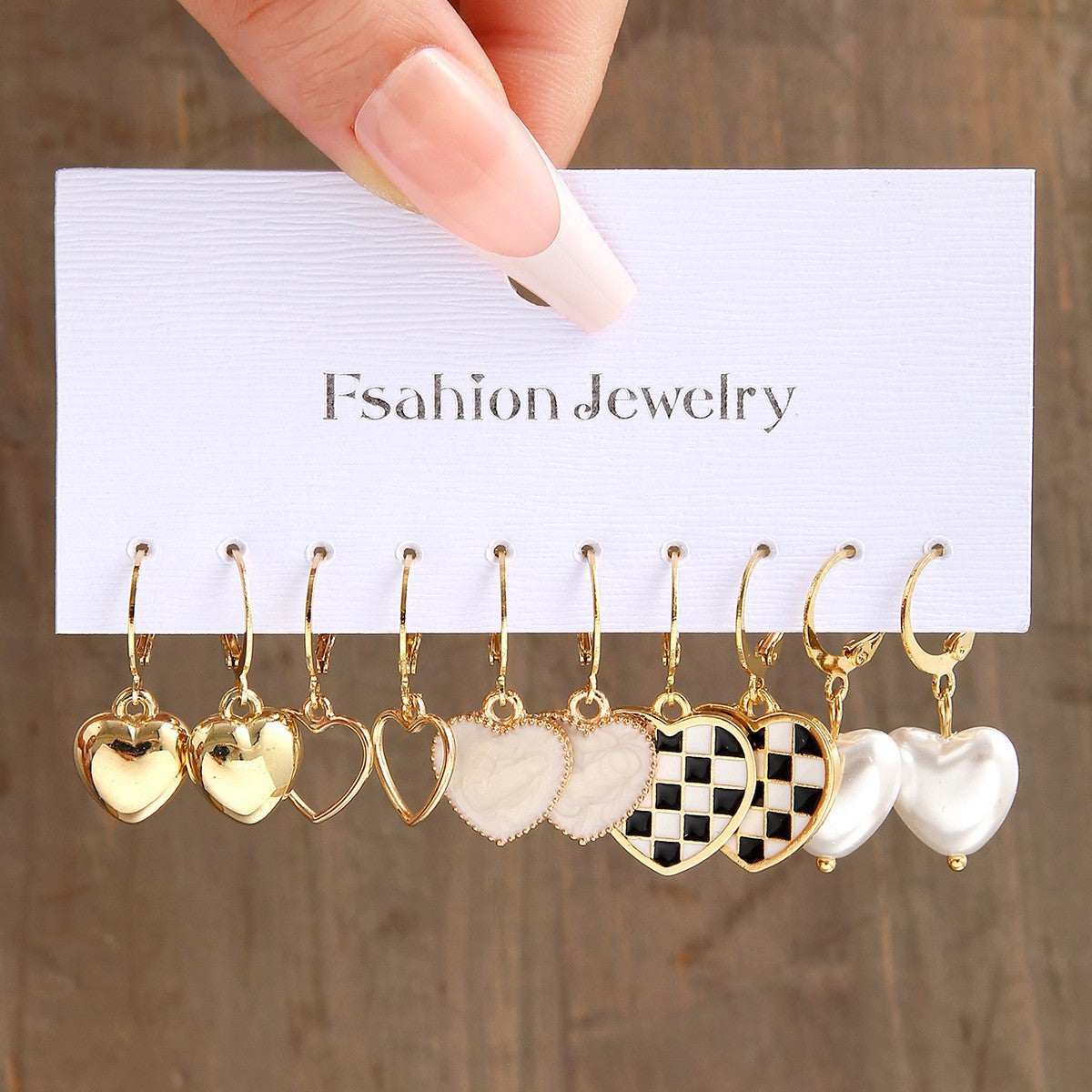 1 Set Sweet Heart Shape Alloy Drop Earrings