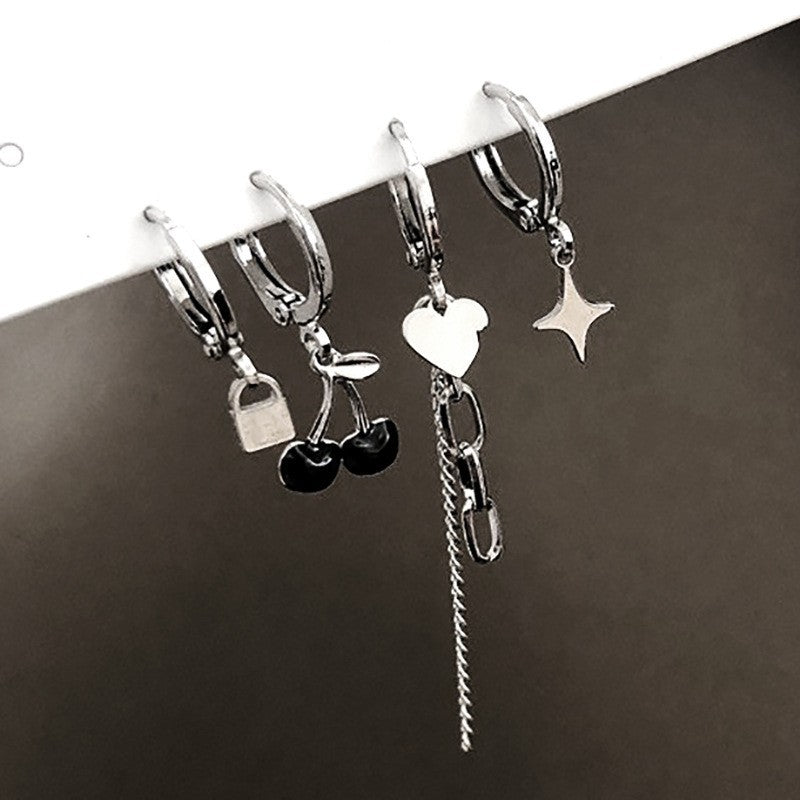 1 Set Cute Sweet Star Butterfly Plating Inlay Alloy Artificial Crystal Drop Earrings