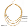 Ig Style Nordic Style Modern Style Solid Color Stainless Steel Plating 18k Gold Plated Women's Three Layer Necklace