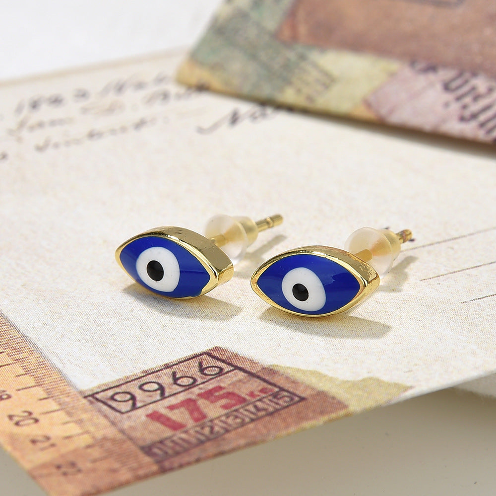 1 Pair Vintage Style Devil's Eye Enamel Plating Copper 18k Gold Plated Ear Studs