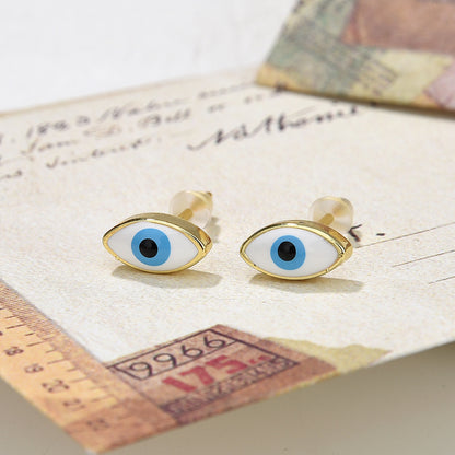 1 Pair Vintage Style Devil's Eye Enamel Plating Copper 18k Gold Plated Ear Studs