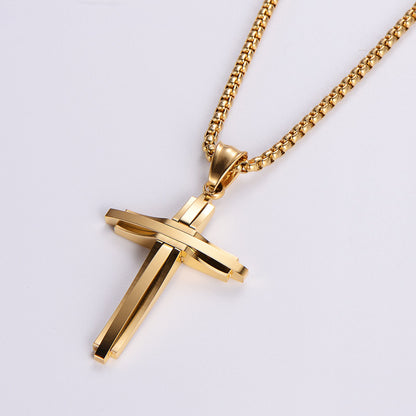 Wholesale Hip-hop Streetwear Cross Stainless Steel Plating Pendant Necklace