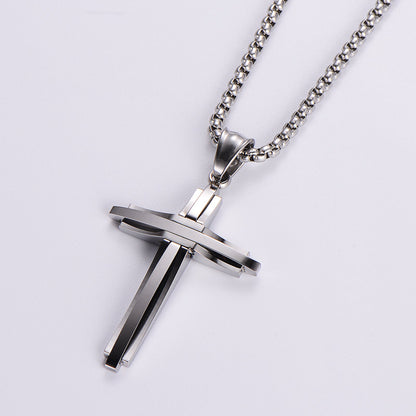 Wholesale Hip-hop Streetwear Cross Stainless Steel Plating Pendant Necklace