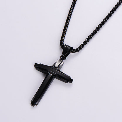 Wholesale Hip-hop Streetwear Cross Stainless Steel Plating Pendant Necklace