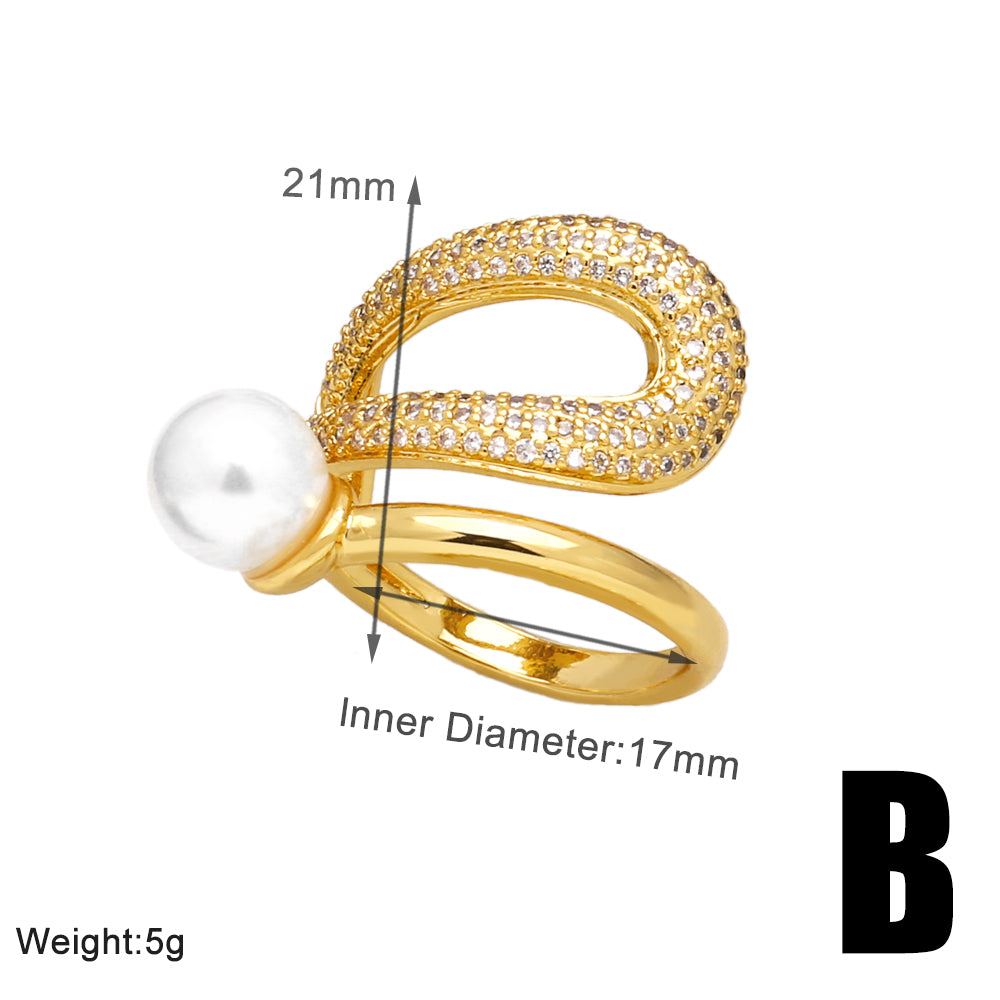 Simple Style Streetwear Snake Butterfly Copper Plating Inlay Zircon 18k Gold Plated Open Rings