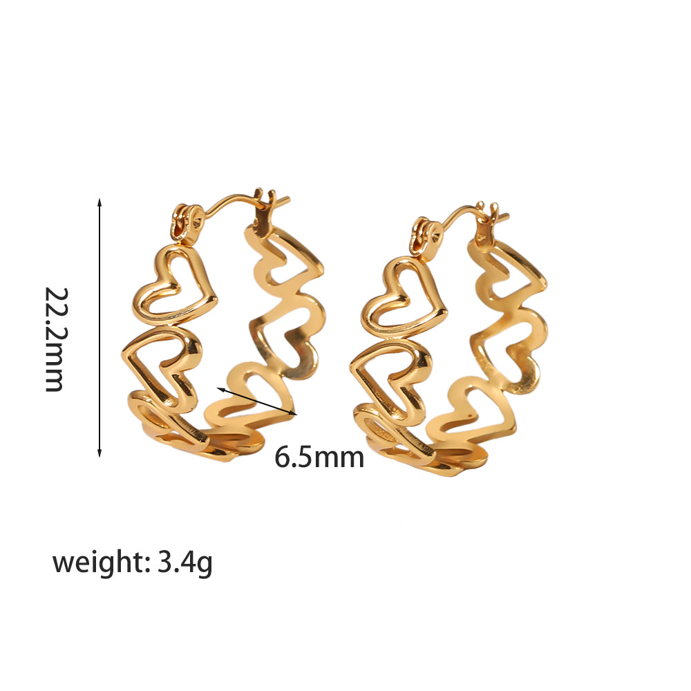 1 Pair Retro Circle Heart Shape Flower Plating Stainless Steel 18k Gold Plated Earrings