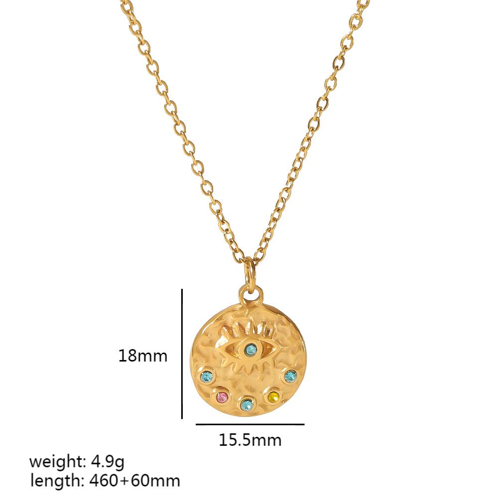 Wholesale Retro Quadrilateral Round Eye Stainless Steel Polishing Plating 18k Gold Plated Pendant Necklace