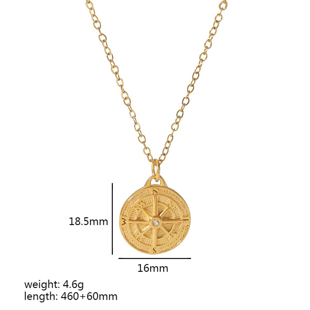 Wholesale Retro Quadrilateral Round Eye Stainless Steel Polishing Plating 18k Gold Plated Pendant Necklace