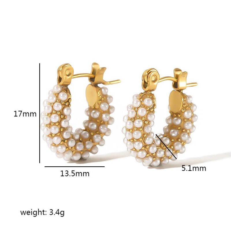 1 Pair Simple Style Circle Donuts Polishing Plating Inlay Stainless Steel Zircon 18k Gold Plated Ear Studs