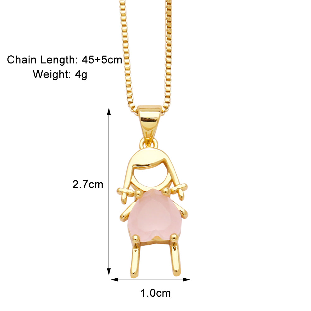 Simple Style Heart Shape Copper 18k Gold Plated Zircon Pendant Necklace In Bulk