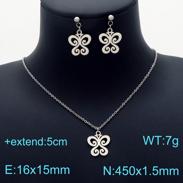 Basic Butterfly Stainless Steel Titanium Steel Plating Earrings Necklace