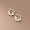 1 Pair Simple Style Round Beaded Sterling Silver Earrings