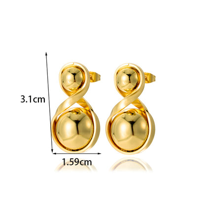 1 Pair Retro French Style Simple Style Round Inlay Copper Zircon Earrings