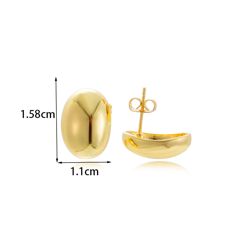 1 Pair French Style Simple Style Classic Style Semicircle Double Ring Copper Ear Studs