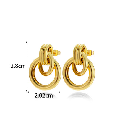 1 Pair French Style Simple Style Classic Style Semicircle Double Ring Copper Ear Studs