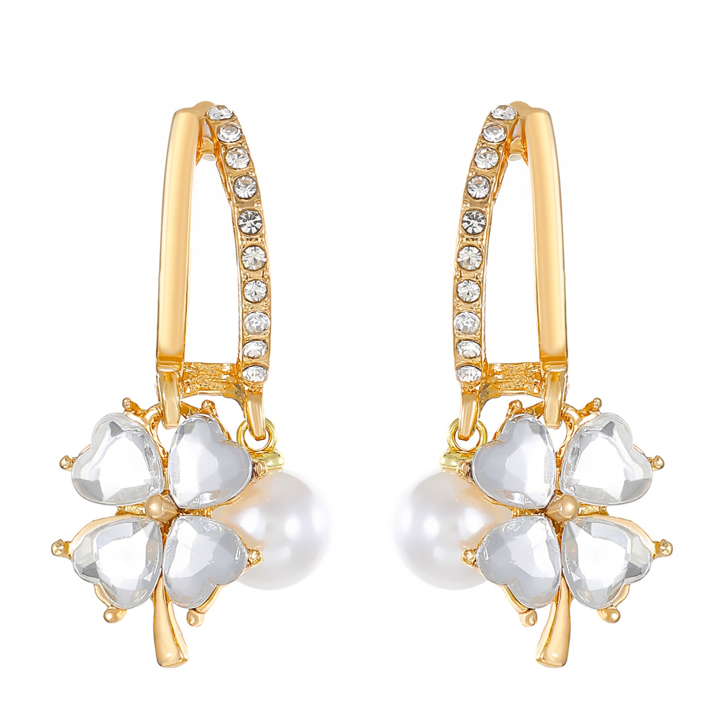 1 Pair Modern Style Classic Style Geometric Flower Inlay Alloy Rhinestones Drop Earrings