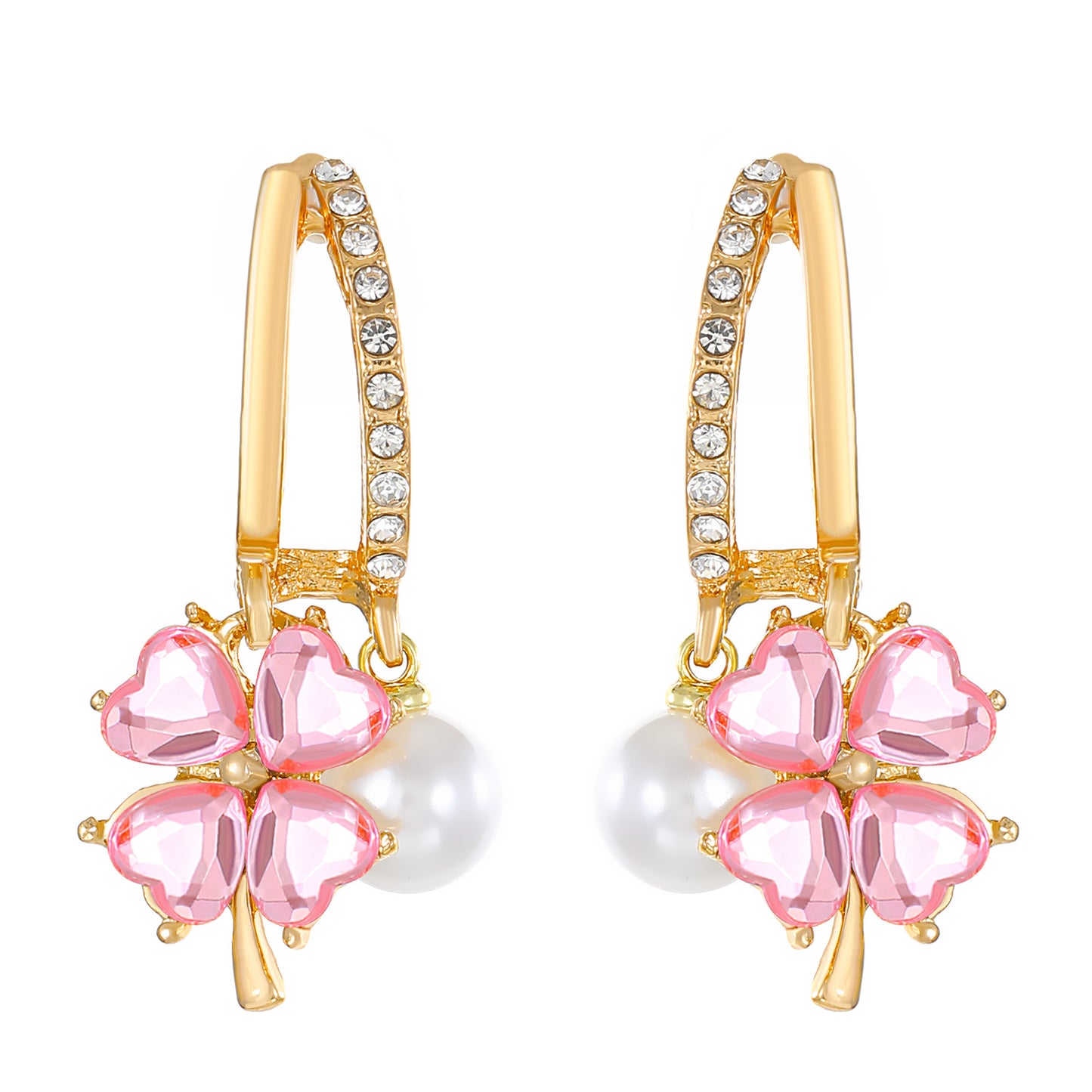 1 Pair Modern Style Classic Style Geometric Flower Inlay Alloy Rhinestones Drop Earrings