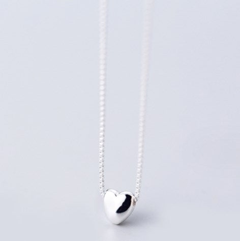 Simple Style Commute Heart Shape Sterling Silver Pendant Necklace