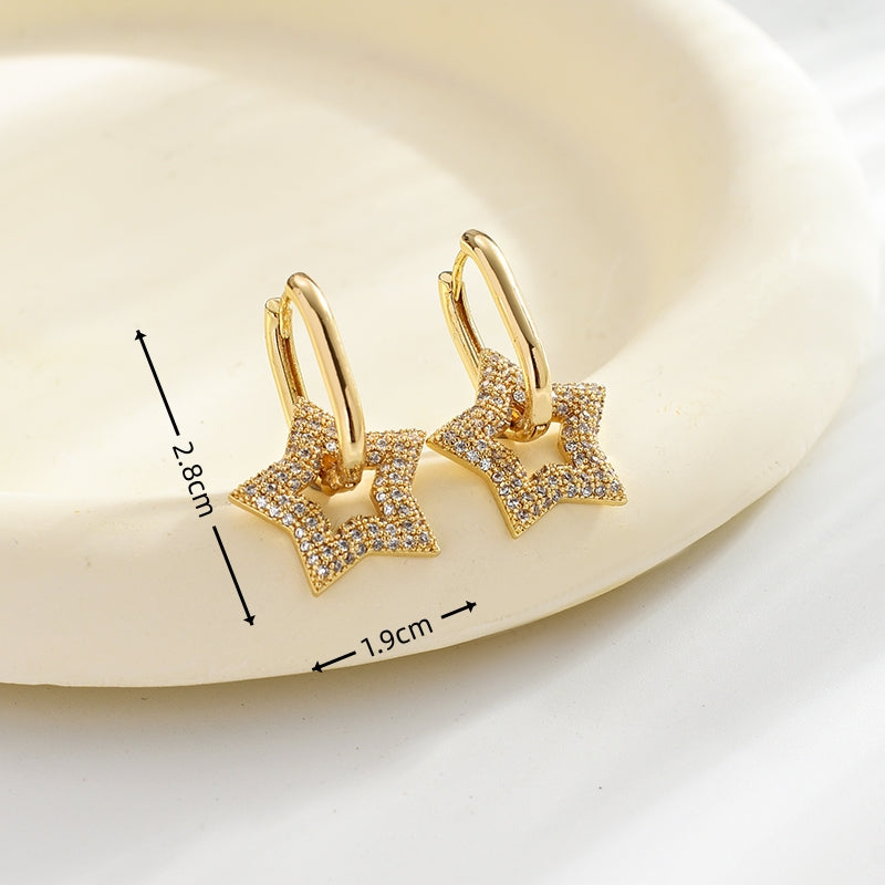 1 Pair Elegant Heart Shape Plating Inlay Copper Zircon Gold Plated Earrings