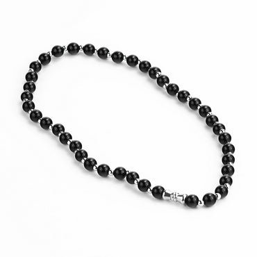 Hip-hop Round Stainless Steel Beaded Necklace