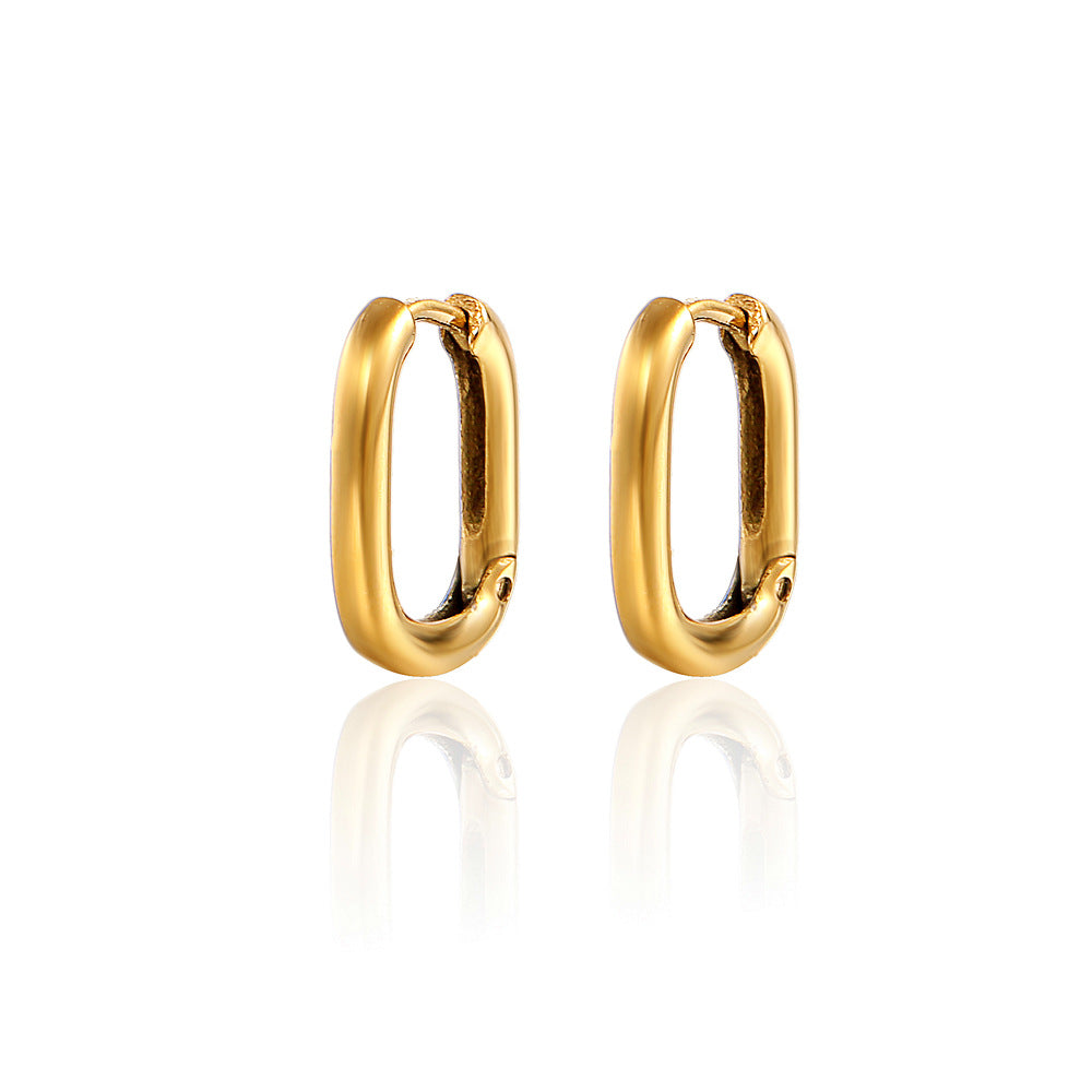 1 Pair Simple Style Classic Style Solid Color Plating Stainless Steel Gold Plated Earrings