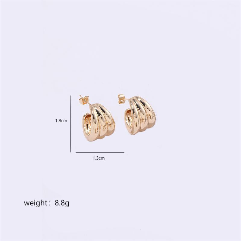 1 Pair Simple Style Semicircle Plating Copper 18k Gold Plated White Gold Plated Ear Studs