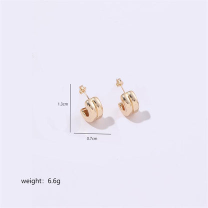 1 Pair Simple Style Semicircle Plating Copper 18k Gold Plated White Gold Plated Ear Studs