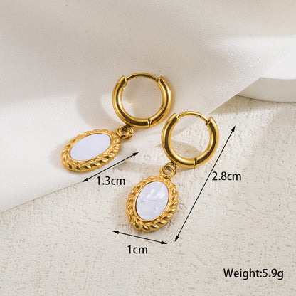 1 Pair Retro Oval Plating Stainless Steel 18k Gold Plated Drop Earrings