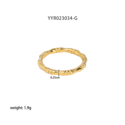 Simple Style Solid Color Stainless Steel Plating 18k Gold Plated Rings