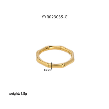 Simple Style Solid Color Stainless Steel Plating 18k Gold Plated Rings