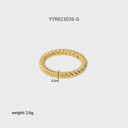 Simple Style Solid Color Stainless Steel Plating 18k Gold Plated Rings