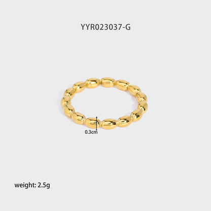 Simple Style Solid Color Stainless Steel Plating 18k Gold Plated Rings