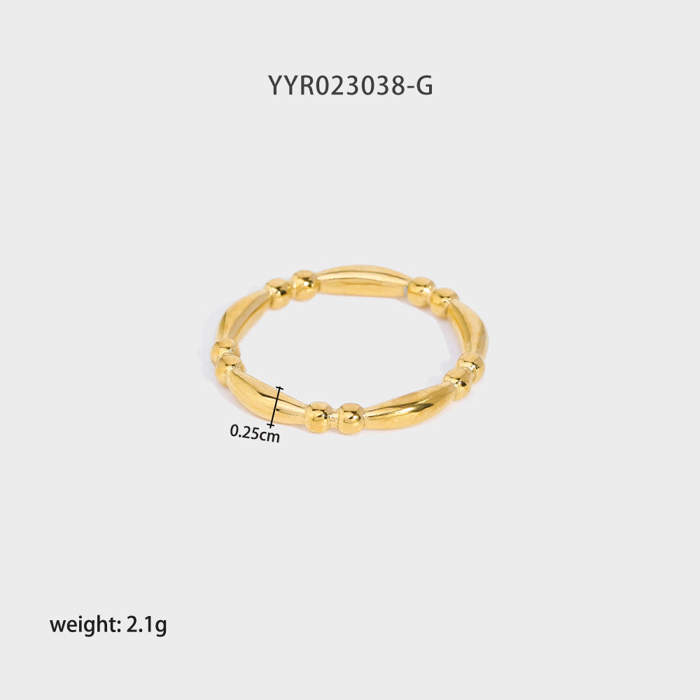 Simple Style Solid Color Stainless Steel Plating 18k Gold Plated Rings