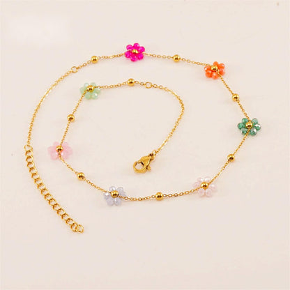 Simple Style Flower Stainless Steel Plating 18k Gold Plated Necklace