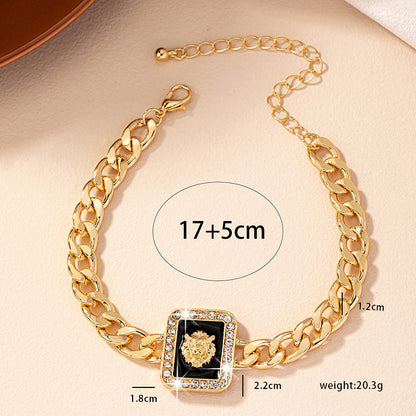 Retro Roman Style Animal Alloy Plating Inlay Zircon Women's Bracelets