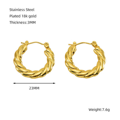 1 Piece Simple Style Classic Style Solid Color Polishing Plating Stainless Steel Titanium Steel 18k Gold Plated Earrings