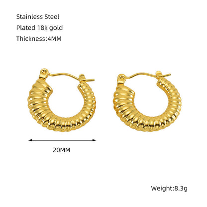 1 Piece Simple Style Classic Style Solid Color Polishing Plating Stainless Steel Titanium Steel 18k Gold Plated Earrings