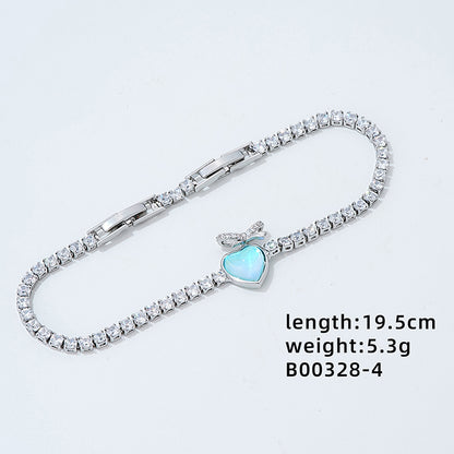 Luxurious Heart Shape Copper Plating Inlay Zircon White Gold Plated Gold Plated Bracelets