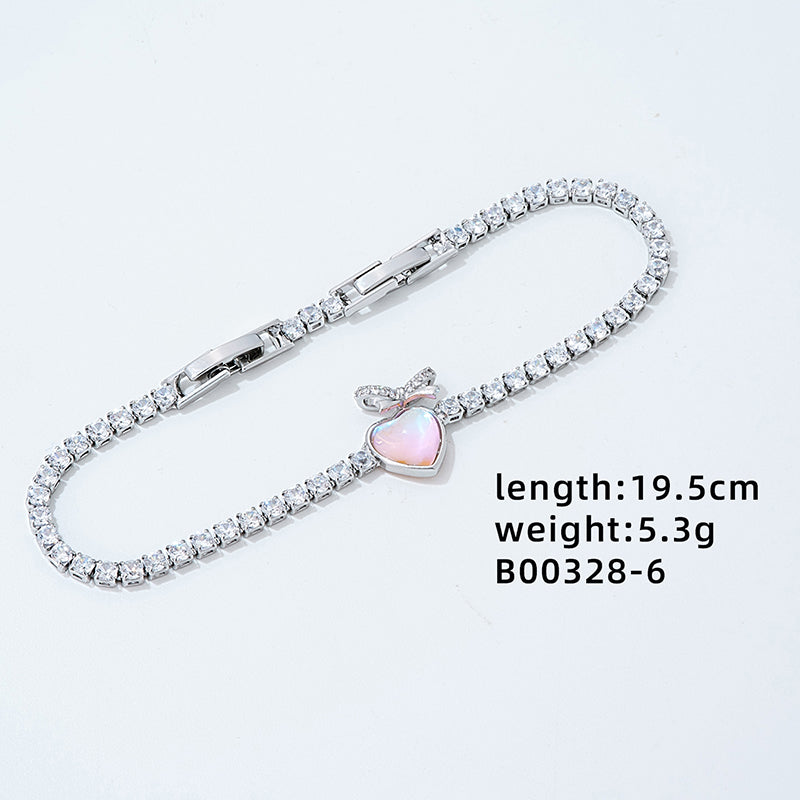 Luxurious Heart Shape Copper Plating Inlay Zircon White Gold Plated Gold Plated Bracelets