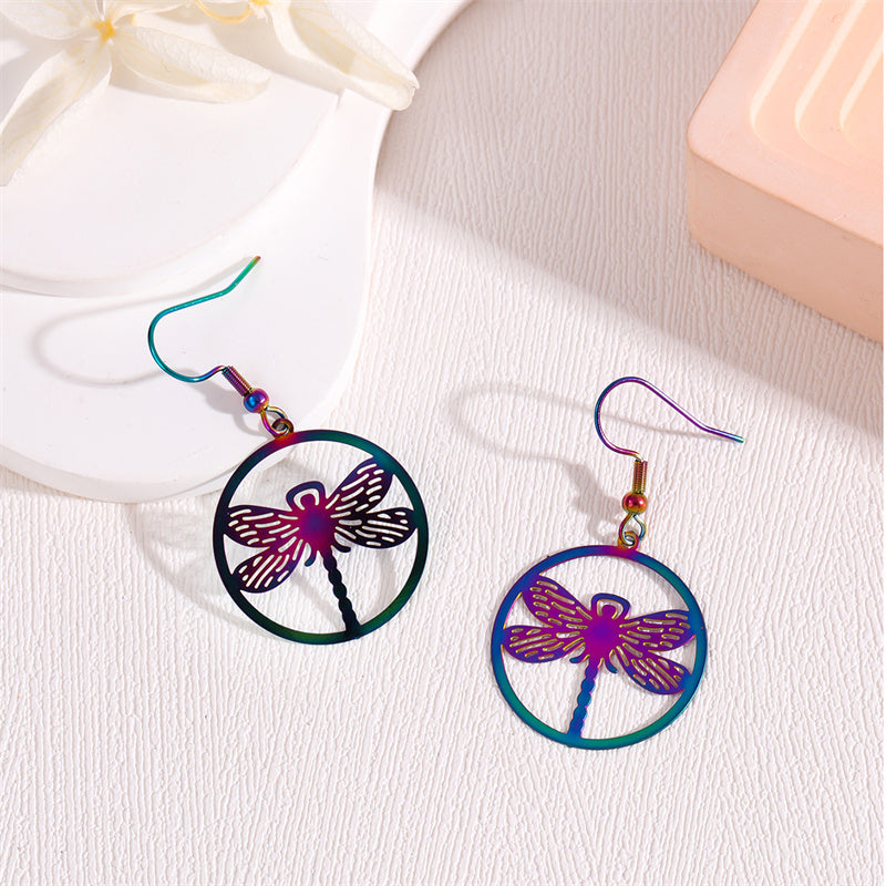 1 Pair Retro Simple Style Peacock Leaves Plating Stainless Steel 18k Gold Plated Drop Earrings