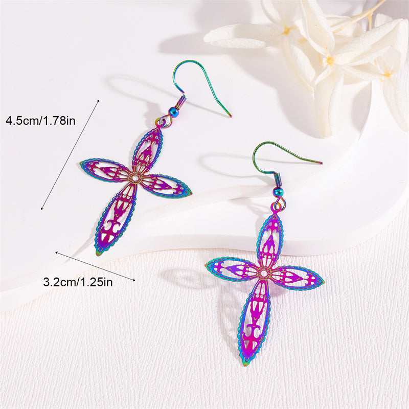 1 Pair Retro Simple Style Peacock Leaves Plating Stainless Steel 18k Gold Plated Drop Earrings