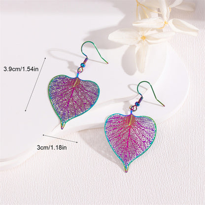 1 Pair Retro Simple Style Peacock Leaves Plating Stainless Steel 18k Gold Plated Drop Earrings