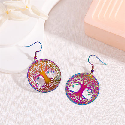 1 Pair Retro Simple Style Peacock Leaves Plating Stainless Steel 18k Gold Plated Drop Earrings