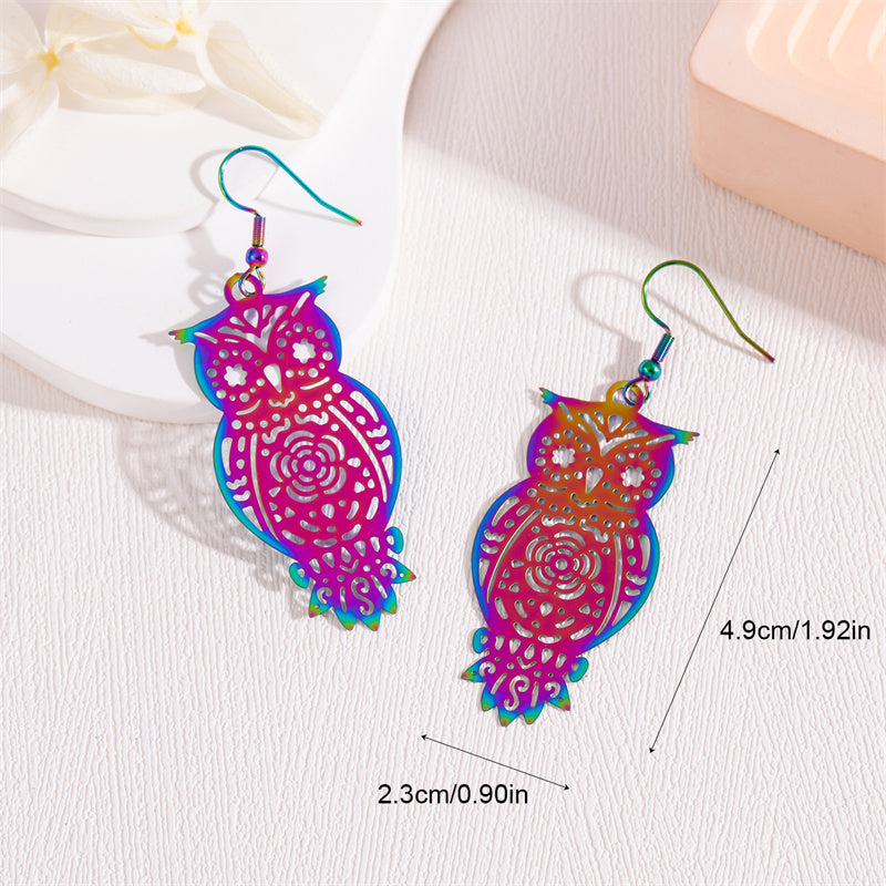 1 Pair Retro Simple Style Peacock Leaves Plating Stainless Steel 18k Gold Plated Drop Earrings